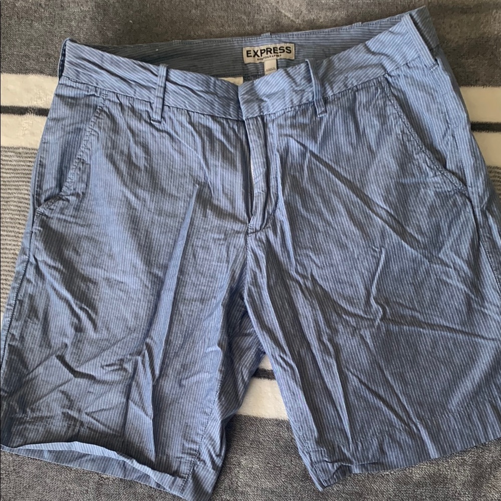 Express Men's Light Blue Pinstripe Shorts